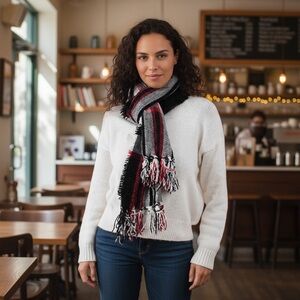 NWT Macys’ Style & Co. Women’s Chenille Plaid Fringe Scarf Gift Stocking Stuffer